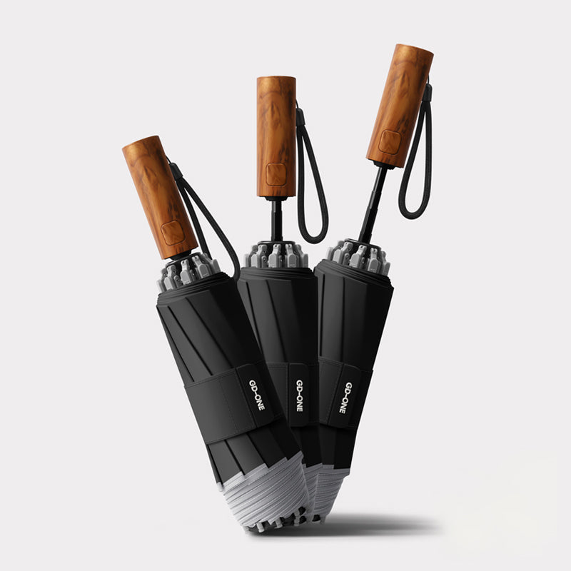 GD. One Regenschirm mit 105cm | Automatik, Holzgriff & Geschenk-Verpackung