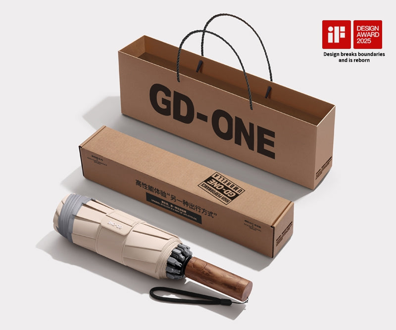 GD. One Regenschirm mit 105cm | Automatik, Holzgriff & Geschenk-Verpackung