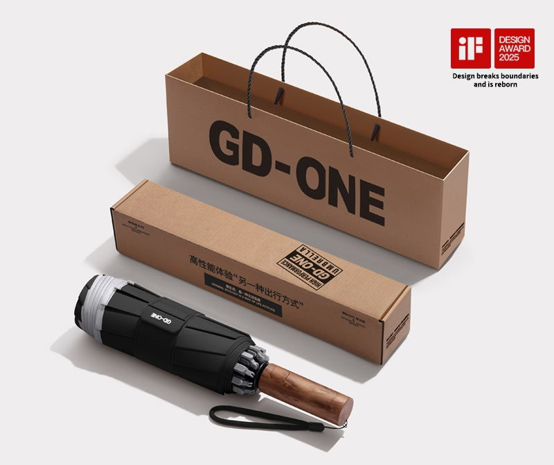 GD. One Regenschirm mit 105cm | Automatik, Holzgriff & Geschenk-Verpackung